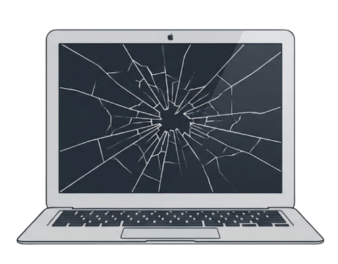 画面が割れたMacBook